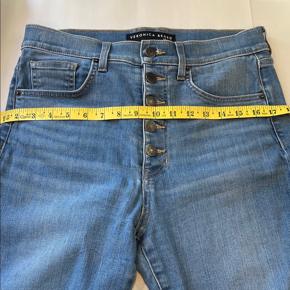 Veronica Beard Carly Kick Flare High Rise Light Wash Straight 5-Button Size 28 - Picture 10 of 10